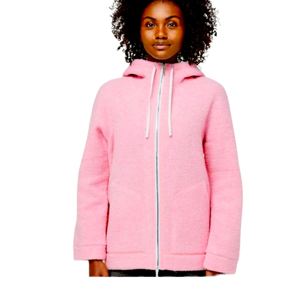 Lululemon So Sherpa Hooded Pink Women’s Sweater Jacket Wool Blend Size 6